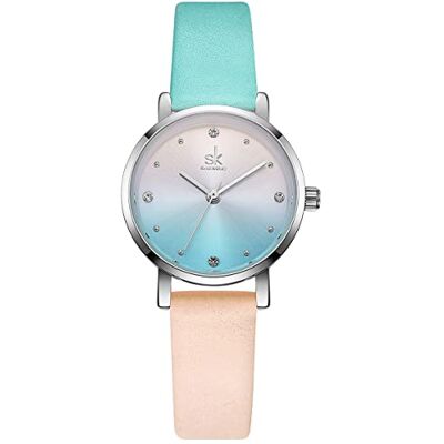 Alienwork Montre Enfants Fille Argent Bracelet en Cuir Bleu Pink élégant - Publicité Alienwork Montre Enfants Fille Argent Bracelet en Cuir Bleu Pink élégant - Publicité