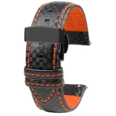 SinSed 18Mm 20Mm 21Mm 22Mm 23Mm 24Mm Hommes Femmes Couture Bracelet De Montre En Fiber De Carbone Bracelet En Cuir, Pliage orange b, 23mm - Publicité SinSed 18Mm 20Mm 21Mm 22Mm 23Mm 24Mm Hommes Femmes Couture Bracelet De Montre En Fiber De Carbone Bracelet En Cuir, Pliage orange b, 23mm - Publicité