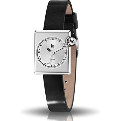 Lip Mach 2000 Mini Square Montre Femme Acier Cuir Noir 671171 - Publicité Lip Mach 2000 Mini Square Montre Femme Acier Cuir Noir 671171 - Publicité
