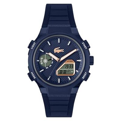 Lacoste Montre analogique-numérique avec chronographe pour Homme, Collection LC33, avec Bracelet en Silicone Noir 2011516 - Publicité Lacoste Montre analogique-numérique avec chronographe pour Homme, Collection LC33, avec Bracelet en Silicone Noir 2011516 - Publicité
