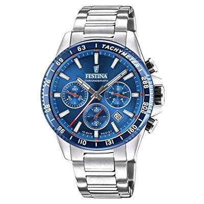 Festina Montre Homme Analogique en Acier Inoxydable 316L Mouvement Quartz Chronographe Calendrier Verre Minéral Haute Résistance Étanche 10 ATM Timeless Chronograph - Publicité Festina Montre Homme Analogique en Acier Inoxydable 316L Mouvement Quartz Chronographe Calendrier Verre Minéral Haute Résistance Étanche 10 ATM Timeless Chronograph - Publicité