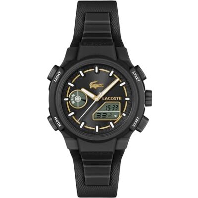 Lacoste Montre analogique-numérique avec chronographe pour Homme, Collection LC33, avec Bracelet en Silicone Noir 2011516 - Publicité Lacoste Montre analogique-numérique avec chronographe pour Homme, Collection LC33, avec Bracelet en Silicone Noir 2011516 - Publicité