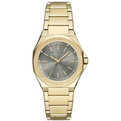 Armani Exchange Montre pour Femmes, Mouvement à Quartz Trois Aiguilles et boîtier de 34 mm avec Bracelet en Acier Inoxydable ou en Cuir - Publicité Armani Exchange Montre pour Femmes, Mouvement à Quartz Trois Aiguilles et boîtier de 34 mm avec Bracelet en Acier Inoxydable ou en Cuir - Publicité