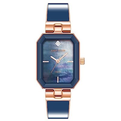 Anne Klein Montre bracelet pour femme avec cadran en diamant véritable, Bleu marine/or rose, - Publicité Anne Klein Montre bracelet pour femme avec cadran en diamant véritable, Bleu marine/or rose, - Publicité