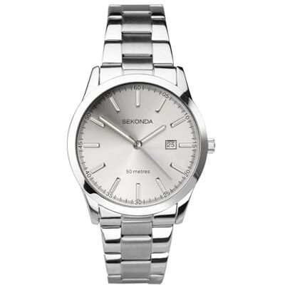 Sekonda Taylor Montre analogique pour Homme Cadran 41 mm Étanche jusqu'à 50 mètres, verre minéral, fermoir de sécurité à double verrouillage, cadran solaire, affichage de la date - Publicité Sekonda Taylor Montre analogique pour Homme Cadran 41 mm Étanche jusqu'à 50 mètres, verre minéral, fermoir de sécurité à double verrouillage, cadran solaire, affichage de la date - Publicité