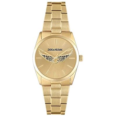 Zadig & Voltaire Montre Femme à Quartz Cadran 36 mm Et Bracelet Acier Doré - Publicité Zadig & Voltaire Montre Femme à Quartz Cadran 36 mm Et Bracelet Acier Doré - Publicité