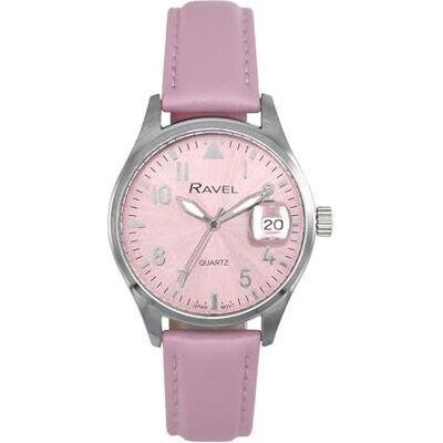 Ravel Plus Montre Femmes 34 mm Ronde à Calendrier 3ATM avec Lentille en Saphir et Cadran Soleil Quartz Analogique Japonais RPD-05-08 - Publicité Ravel Plus Montre Femmes 34 mm Ronde à Calendrier 3ATM avec Lentille en Saphir et Cadran Soleil Quartz Analogique Japonais RPD-05-08 - Publicité