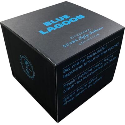 Swatch Montre bracelet Scuba Fifty Fathoms X Blancpain Blue Lagoon, bleu - Publicité Swatch Montre bracelet Scuba Fifty Fathoms X Blancpain Blue Lagoon, bleu - Publicité