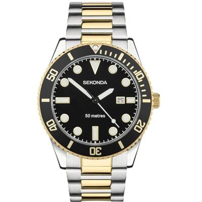 Sekonda Dive Oceans Mens 43 mm Quartz Watch with Analogue Date Display and Stainless Steel Bracelet - Publicité Sekonda Dive Oceans Mens 43 mm Quartz Watch with Analogue Date Display and Stainless Steel Bracelet - Publicité