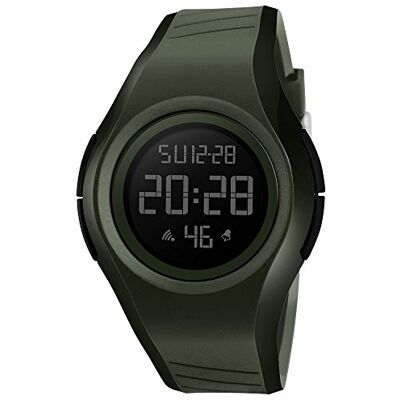 FeiWen Multifonctionnel Outdoor Sport Montres 50M Étanche Militaires LED Électronique Alarme Chronomètre Digital Montre Bracelet Plastique de la Lunette et Caoutchouc Ruban (Vert) - Publicité FeiWen Multifonctionnel Outdoor Sport Montres 50M Étanche Militaires LED Électronique Alarme Chronomètre Digital Montre Bracelet Plastique de la Lunette et Caoutchouc Ruban (Vert) - Publicité