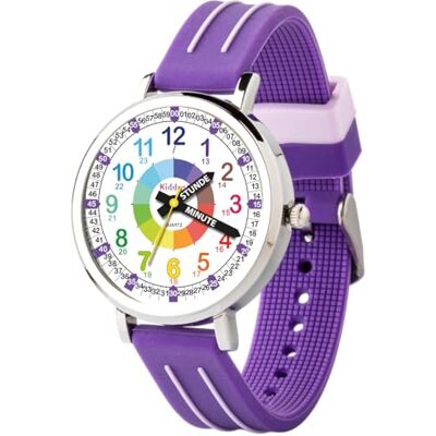 Kiddus Montre Enfant Éducative Analogique, Fille et Garçon Dès 5 Ans Violet, 5ATM étanche pour natation, aiguilles classiques et grands chiffres lisibles - Publicité Kiddus Montre Enfant Éducative Analogique, Fille et Garçon Dès 5 Ans Violet, 5ATM étanche pour natation, aiguilles classiques et grands chiffres lisibles - Publicité