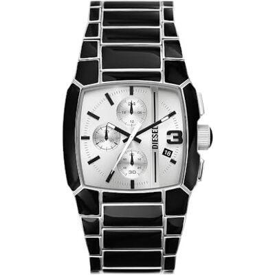 Diesel Montre Cliffhanger chronographe en acier inoxydable et laque noire, pour homme, - Publicité Diesel Montre Cliffhanger chronographe en acier inoxydable et laque noire, pour homme, - Publicité
