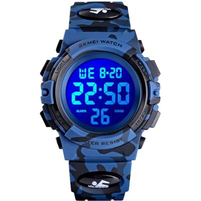 Alienwork Seven-Color LED Montre Enfants Digital Garçon Fille Bleu Camouflage Bracelet Calendrier Date-Mois Multicolore Chronographe Sport Multifonction - Publicité Alienwork Seven-Color LED Montre Enfants Digital Garçon Fille Bleu Camouflage Bracelet Calendrier Date-Mois Multicolore Chronographe Sport Multifonction - Publicité