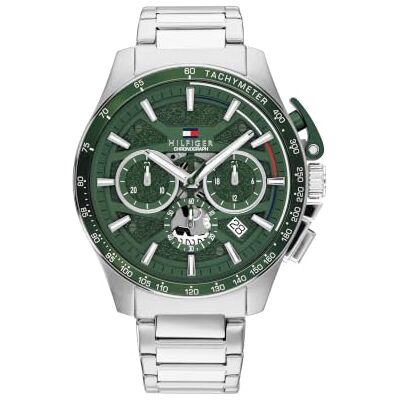 Tommy Hilfiger Montre Chronographe pour Homme Collection Bank avec Bracelet en Acier Argenté - Publicité Tommy Hilfiger Montre Chronographe pour Homme Collection Bank avec Bracelet en Acier Argenté - Publicité
