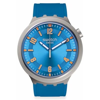 Swatch Blue IN The Works , bleu, Bracelet - Publicité Swatch Blue IN The Works , bleu, Bracelet - Publicité
