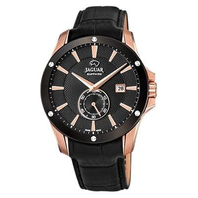 JAGUAR, Montre, Montre de Luxe pour Vous accompagner au Quotidien, Montre de la Collection ACAMAR, boîtier de 44 mm Bracelet en Cuir Noir pour Homme - Publicité JAGUAR, Montre, Montre de Luxe pour Vous accompagner au Quotidien, Montre de la Collection ACAMAR, boîtier de 44 mm Bracelet en Cuir Noir pour Homme - Publicité