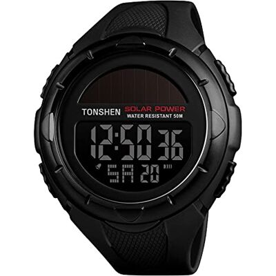 TONSHEN Homme et Femme Outdoor Militaire 50M Etanche Montre Solaire Plastique Caisse et Caoutchouc Ruban LED Digitale Sport Montres Bracelet Chronomètre Alarme Date (Noir) - Publicité TONSHEN Homme et Femme Outdoor Militaire 50M Etanche Montre Solaire Plastique Caisse et Caoutchouc Ruban LED Digitale Sport Montres Bracelet Chronomètre Alarme Date (Noir) - Publicité