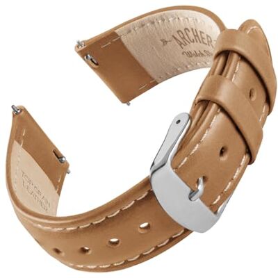 Archer Watch Straps Bracelets de Montre en Cuir de Grain Supérieur à Fixation Rapide (Beige Camel/Surpiqûre Blanc Cassé, 20mm) - Publicité Archer Watch Straps Bracelets de Montre en Cuir de Grain Supérieur à Fixation Rapide (Beige Camel/Surpiqûre Blanc Cassé, 20mm) - Publicité