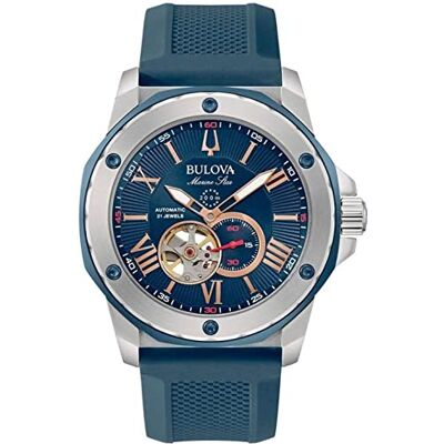Bulova Montre Automatique numérique pour Homme avec Bracelet en Caoutchouc , Gris, Bracelet - Publicité Bulova Montre Automatique numérique pour Homme avec Bracelet en Caoutchouc , Gris, Bracelet - Publicité