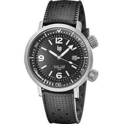 Lip Nautic Ski Titane Montre Homme Automatique Caoutchouc Noir - Publicité Lip Nautic Ski Titane Montre Homme Automatique Caoutchouc Noir - Publicité