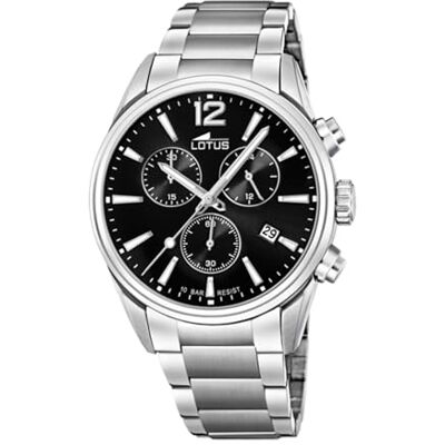 LOTUS Montre Homme Analogique en Acier Inoxydable 316l Argenté Mouvement à Quartz, Chronographe, Calendrier, Verre Minéral Haute Résistance, Étanche 10 ATM Chrono - Publicité LOTUS Montre Homme Analogique en Acier Inoxydable 316l Argenté Mouvement à Quartz, Chronographe, Calendrier, Verre Minéral Haute Résistance, Étanche 10 ATM Chrono - Publicité
