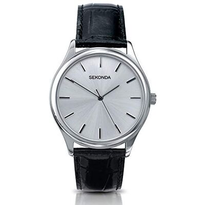 Sekonda Montre analogique pour homme avec bracelet en cuir Noir, Sangle - Publicité Sekonda Montre analogique pour homme avec bracelet en cuir Noir, Sangle - Publicité