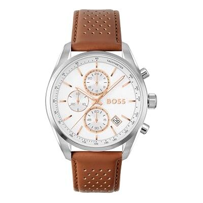 BOSS Montre Chronographe à Quartz avec Calendrier pour Homme Collection Grand Prix 44 avec Bracelet en Acier Inoxydable ou en Cuir - Publicité BOSS Montre Chronographe à Quartz avec Calendrier pour Homme Collection Grand Prix 44 avec Bracelet en Acier Inoxydable ou en Cuir - Publicité