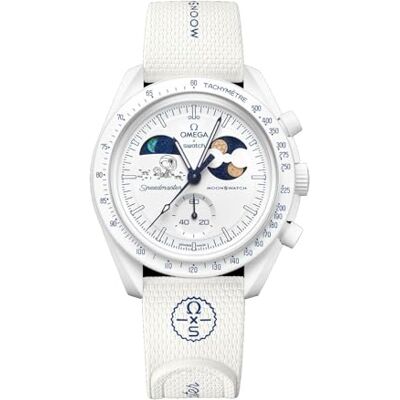 Swatch Montre-bracelet Moonswatch Omega X Mission to Earthphase Moonshine Gold Cold Moon Décembre - Publicité Swatch Montre-bracelet Moonswatch Omega X Mission to Earthphase Moonshine Gold Cold Moon Décembre - Publicité