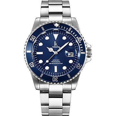 Alienwork Montre Hommes Femmes Argent Bracelet en Métal Acier Calendrier Date Bleu Marin Classique élégant - Publicité Alienwork Montre Hommes Femmes Argent Bracelet en Métal Acier Calendrier Date Bleu Marin Classique élégant - Publicité