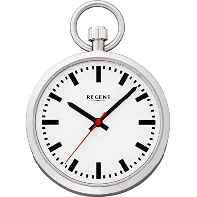 REGENT Montre de poche pour homme en acier inoxydable de 43 mm de diamètre Mouvement à quartz Miyota Verre minéral plat Différentes variantes, Blanc / gare, vintage - Publicité REGENT Montre de poche pour homme en acier inoxydable de 43 mm de diamètre Mouvement à quartz Miyota Verre minéral plat Différentes variantes, Blanc / gare, vintage - Publicité