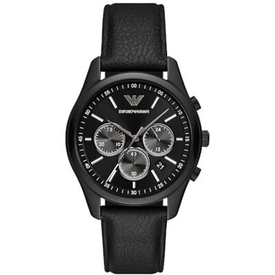 Emporio Armani Montre pour Hommes, Mouvement chronographe à Quartz et boîtier de 41mm avec Bracelet en Acier Inoxydable ou en Cuir - Publicité Emporio Armani Montre pour Hommes, Mouvement chronographe à Quartz et boîtier de 41mm avec Bracelet en Acier Inoxydable ou en Cuir - Publicité