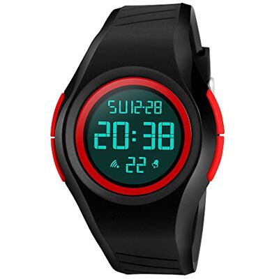 FeiWen Multifonctionnel Outdoor Sport Montres 50M Étanche Militaires LED Électronique Alarme Chronomètre Digital Montre Bracelet Plastique de la Lunette et Caoutchouc Ruban (Rouge) - Publicité FeiWen Multifonctionnel Outdoor Sport Montres 50M Étanche Militaires LED Électronique Alarme Chronomètre Digital Montre Bracelet Plastique de la Lunette et Caoutchouc Ruban (Rouge) - Publicité