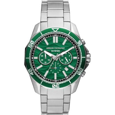 Armani Exchange Montre pour Hommes de Couleur argentée, Mouvement chronographe à Quartz et boîtier de 44 mm avec Bracelet en Acier Inoxydable - Publicité Armani Exchange Montre pour Hommes de Couleur argentée, Mouvement chronographe à Quartz et boîtier de 44 mm avec Bracelet en Acier Inoxydable - Publicité