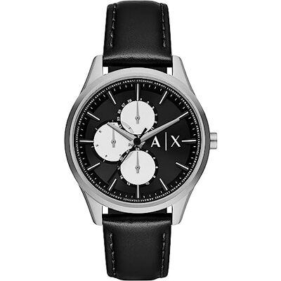 Armani Exchange Montre pour Homme, Quartz/Mouvement Multiple, boîtier de 42 mm avec Bracelet en Cuir - Publicité Armani Exchange Montre pour Homme, Quartz/Mouvement Multiple, boîtier de 42 mm avec Bracelet en Cuir - Publicité