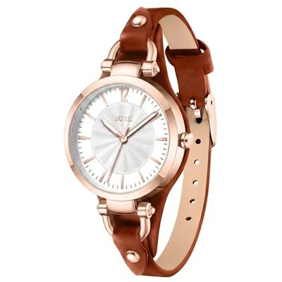 Burei Montre Femme Classique à Quartz Analogique, Bracelet en Cuir Noir, Cadran Rond avec Affichage de la Date, Rose/marron., Classique - Publicité Burei Montre Femme Classique à Quartz Analogique, Bracelet en Cuir Noir, Cadran Rond avec Affichage de la Date, Rose/marron., Classique - Publicité