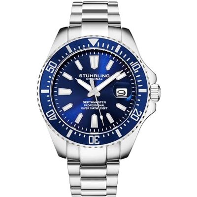 Stuhrling Montre de plongée Original pour Homme, modèle Pro Diver, boîtier de 42 mm, Cadran Bleu, Bracelet en Acier Inoxydable argenté. Publicité Stuhrling Montre de plongée Original pour Homme, modèle Pro Diver, boîtier de 42 mm, Cadran Bleu, Bracelet en Acier Inoxydable argenté. Publicité