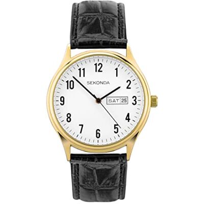Sekonda Easy Reader Montre à quartz pour femme avec affichage analogique jour/date et bracelet en cuir noir 36 mm Blanc - Publicité Sekonda Easy Reader Montre à quartz pour femme avec affichage analogique jour/date et bracelet en cuir noir 36 mm Blanc - Publicité