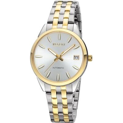 REGENT F-1665 Montre automatique pour femme, en acier inoxydable IPG bicolore, cadran argenté, 5 bar, diamètre 35 mm - Publicité REGENT F-1665 Montre automatique pour femme, en acier inoxydable IPG bicolore, cadran argenté, 5 bar, diamètre 35 mm - Publicité