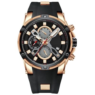 RORIOS Classique Montre Homme Lumineuses Chronographe Montre Bracelet Analogique Quartz Montres avec Bracelet en Silicone - Publicité RORIOS Classique Montre Homme Lumineuses Chronographe Montre Bracelet Analogique Quartz Montres avec Bracelet en Silicone - Publicité