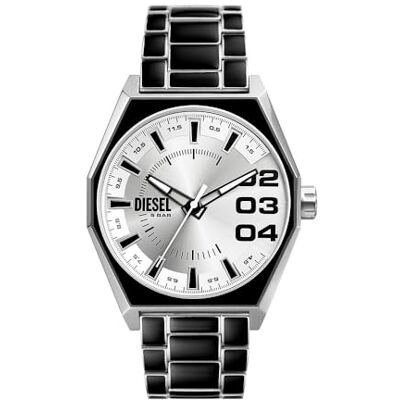 Diesel Montre Scraper à trois aiguilles, en acier inoxydable et laque noire, pour homme, - Publicité Diesel Montre Scraper à trois aiguilles, en acier inoxydable et laque noire, pour homme, - Publicité