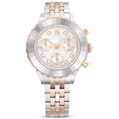 Swarovski Octea Montre Chrono fabriquée en Suisse avec Bracelet en métal doré Rose et Finition en métal mélangé - Publicité Swarovski Octea Montre Chrono fabriquée en Suisse avec Bracelet en métal doré Rose et Finition en métal mélangé - Publicité
