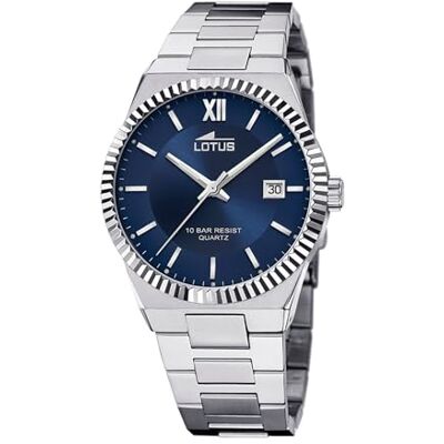 LOTUS Montre Homme Analogique en Acier Inoxydable 316l Argenté Mouvement à Quartz, Calendrier, Verre Minéral Haute Résistance, Étanche 10 ATM Freedom - Publicité LOTUS Montre Homme Analogique en Acier Inoxydable 316l Argenté Mouvement à Quartz, Calendrier, Verre Minéral Haute Résistance, Étanche 10 ATM Freedom - Publicité