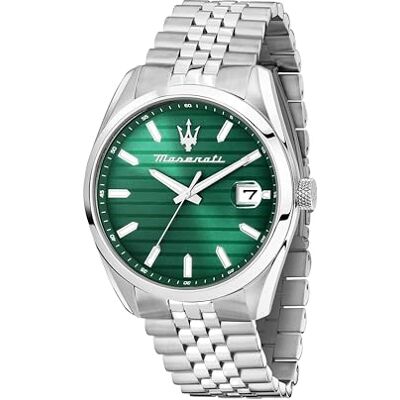 Maserati Montre Homme, Temps, Date, Analogique, 43 mm, Collection Attraction, Rayures horizontales - Publicité Maserati Montre Homme, Temps, Date, Analogique, 43 mm, Collection Attraction, Rayures horizontales - Publicité