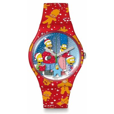 SWATCH Montre pour The Simpsons New Gent Wondrous Winter Wonderland, Bracelet - Publicité SWATCH Montre pour The Simpsons New Gent Wondrous Winter Wonderland, Bracelet - Publicité