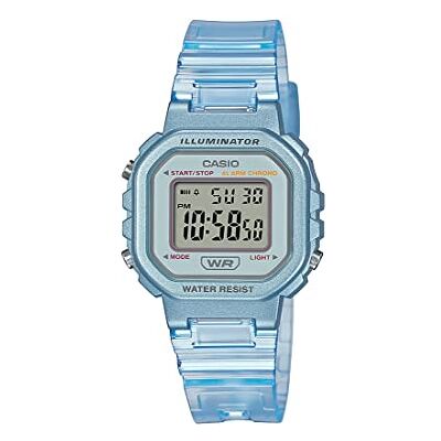 Casio LA-20WHS-2A Montre Homme Quartz Numérique Bracelet Résine, Bleu Transparent, Moderne - Publicité Casio LA-20WHS-2A Montre Homme Quartz Numérique Bracelet Résine, Bleu Transparent, Moderne - Publicité