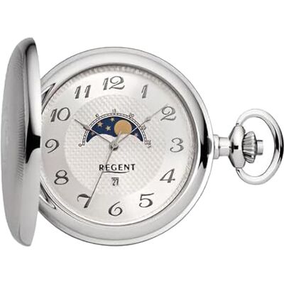 REGENT Savonnette Montre Gousset à Quartz pour Homme 50 mm Chiffres Arabes Date Phase de Lune - Publicité REGENT Savonnette Montre Gousset à Quartz pour Homme 50 mm Chiffres Arabes Date Phase de Lune - Publicité