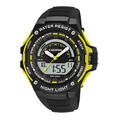 Calypso Montre Digitale Analogique Homme Caoutchouc Quartz, 10 ATM, Date, Chronographe, Double Fuseau, Lumière, Alarme, 12/24 h K5768 Flash Time - Publicité Calypso Montre Digitale Analogique Homme Caoutchouc Quartz, 10 ATM, Date, Chronographe, Double Fuseau, Lumière, Alarme, 12/24 h K5768 Flash Time - Publicité