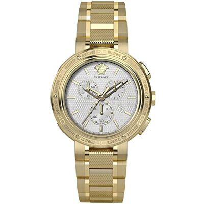 Versace Montre à Quartz pour Hommes Mode Bracelet et boîtier en Acier Inoxydable Couleur Or Affichage analogique Blanc - Publicité Versace Montre à Quartz pour Hommes Mode Bracelet et boîtier en Acier Inoxydable Couleur Or Affichage analogique Blanc - Publicité