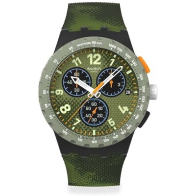 Swatch Chrono 42 Montre Unisexe à Quartz polymère résistante à l'eau, Vert, Décontracté - Publicité Swatch Chrono 42 Montre Unisexe à Quartz polymère résistante à l'eau, Vert, Décontracté - Publicité