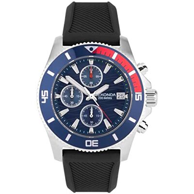 Sekonda Pacific Wave Montre chronographe pour homme avec affichage analogique de la date et bracelet en acier inoxydable 42 mm, bleu, Sangle - Publicité Sekonda Pacific Wave Montre chronographe pour homme avec affichage analogique de la date et bracelet en acier inoxydable 42 mm, bleu, Sangle - Publicité